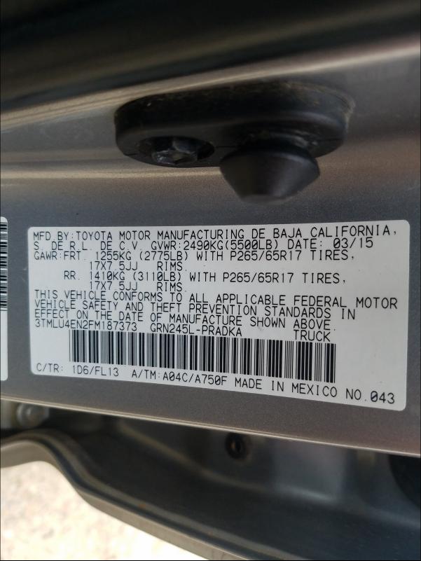 2015 TOYOTA TACOMA — VIN 3TMLU4EN2FM187373